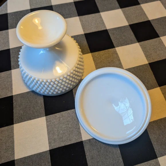 Fenton White Hobnail Glass Candy Dish - Picture 4 of 6